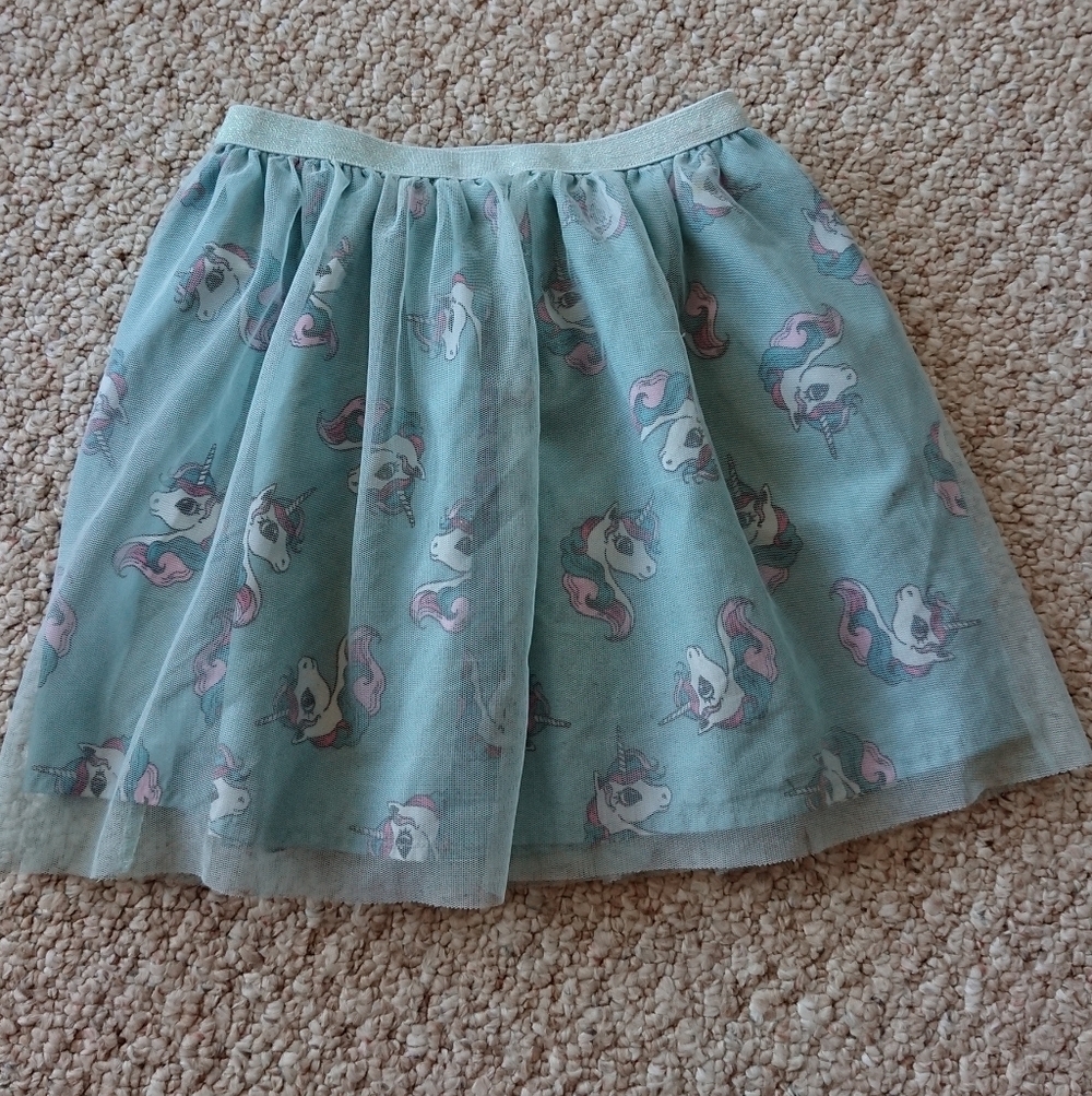 H & M Dusky green Unicorns Tulle skirt size 4-6